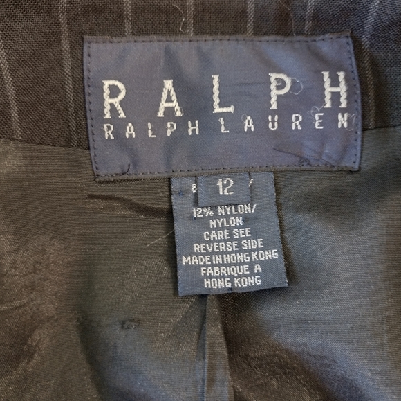 Ralph Lauren Blue Label Pinstripe Black Blazer Size 12 New - Picture 2 of 2